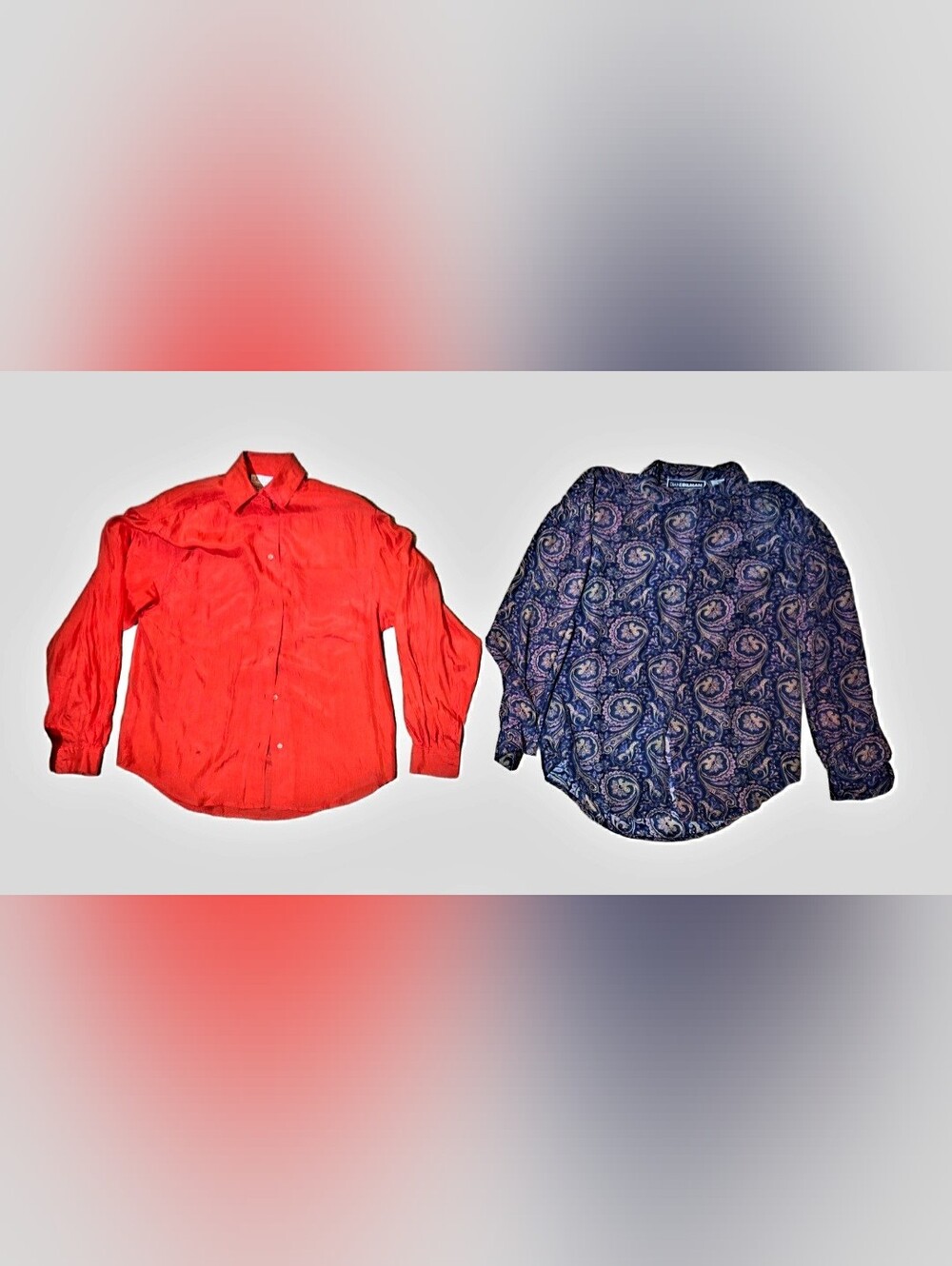 ​2pc Lot Vintage 100% Silk Blouses Diane Gilman Paisley M & Orchid Orange Size 4